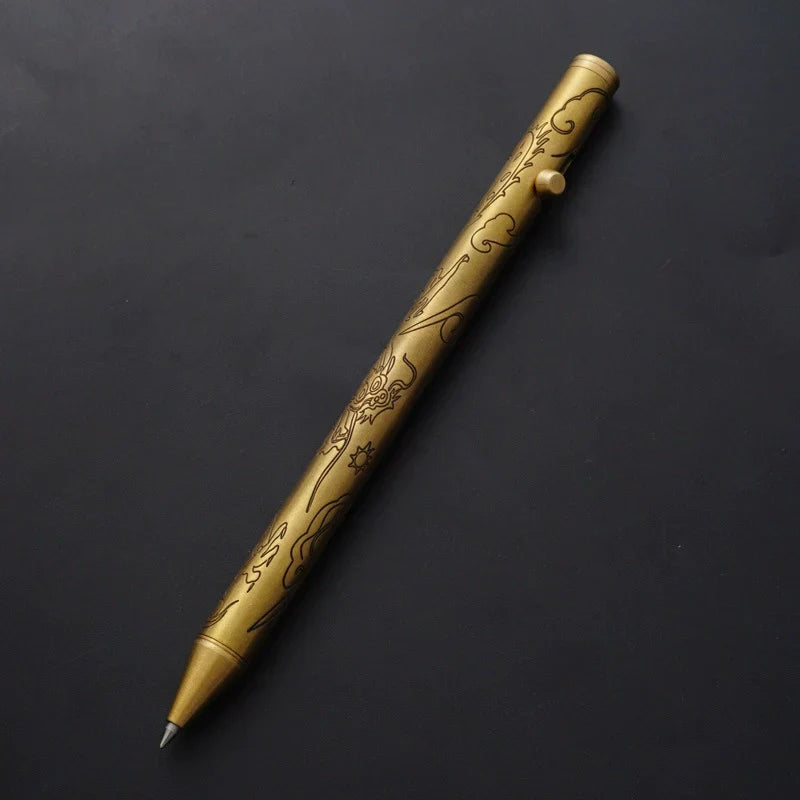 Brass Ballpoint Pen with DragonScript Engraving