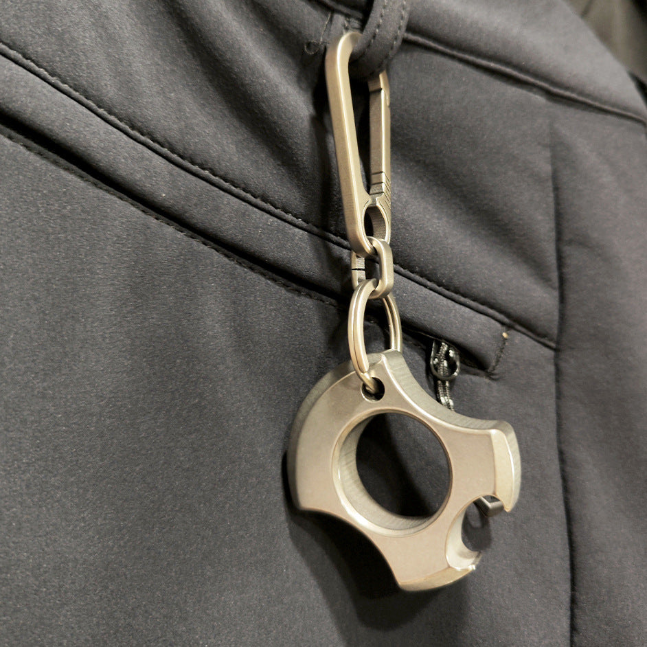 Titanium TC21 Single Finger Knuckle Duster Keychain for EDC Bike Self Defense and Opener