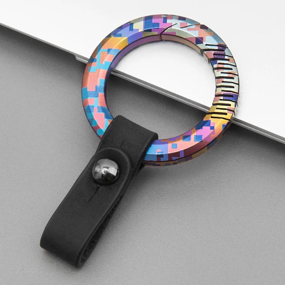 Colorful Mosaic Pattern Titanium Keychain for Elite Collectors