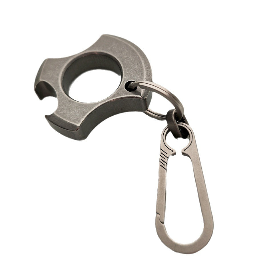 Titanium TC21 Single Finger Knuckle Duster Keychain for EDC Bike Self Defense and Opener
