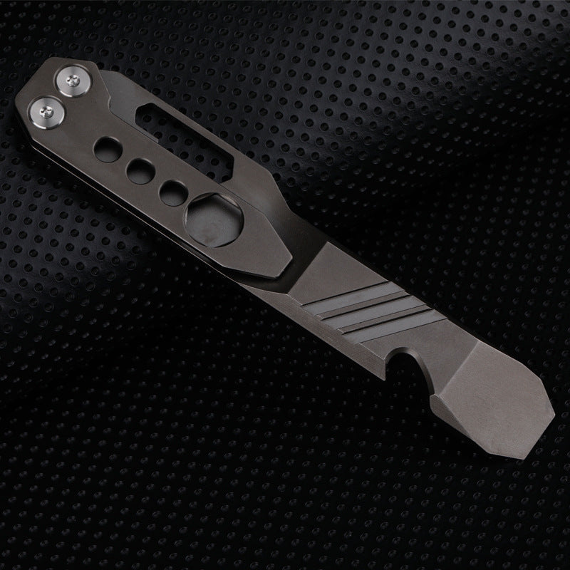 Titanium Tool with Pry Bar, Screwdriver, Bottle Opener, and Survival Wrench