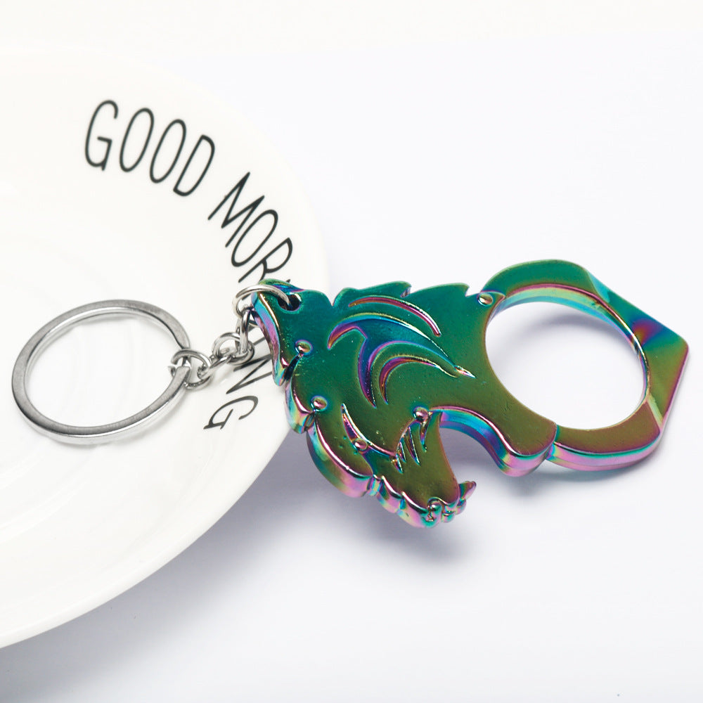 Knuckle Duster Self-defense Keychain Featuring Tiger Head