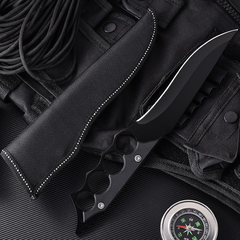 Outdoor Survival Fixed Blade Knife with Knuckle Duster Protection