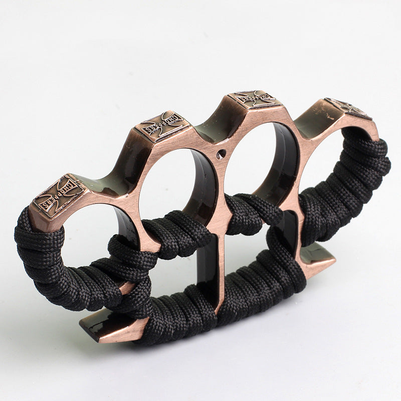 Reinforced Rope Brass Knuckle Duster Four Finger Defense Buckle Tool