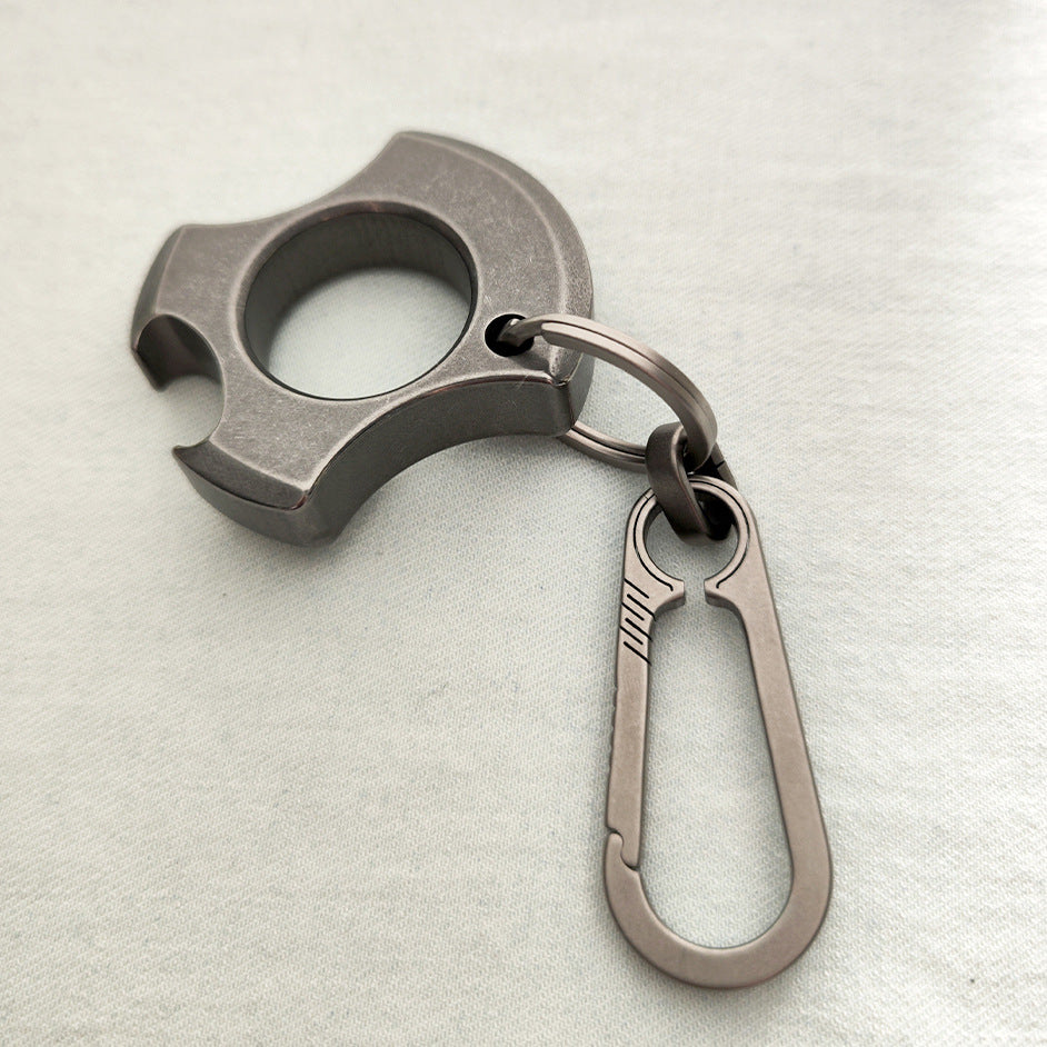 Titanium TC21 Single Finger Knuckle Duster Keychain for EDC Bike Self Defense and Opener
