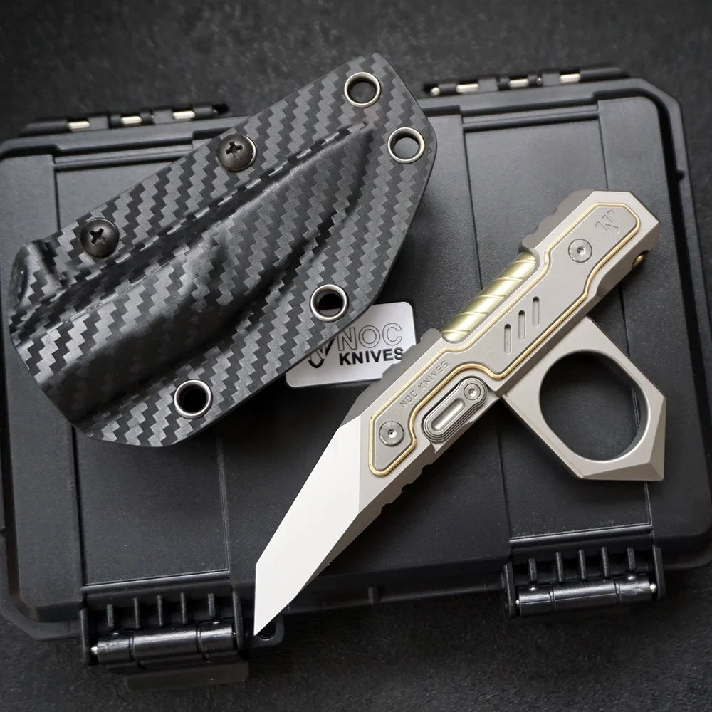 Titanium M390 Blade MultiTool Knife with Knuckle Duster for Self Defense