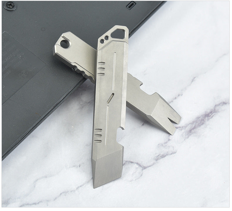 Compact Titanium Pry Bar Tool with Bottle Opener Hex Wrench and EDC Utility