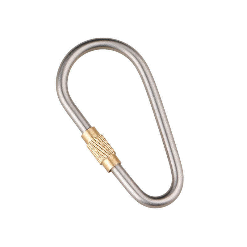 D-Shaped Titanium and Brass Carabiner Key Clip for Outdoor Use