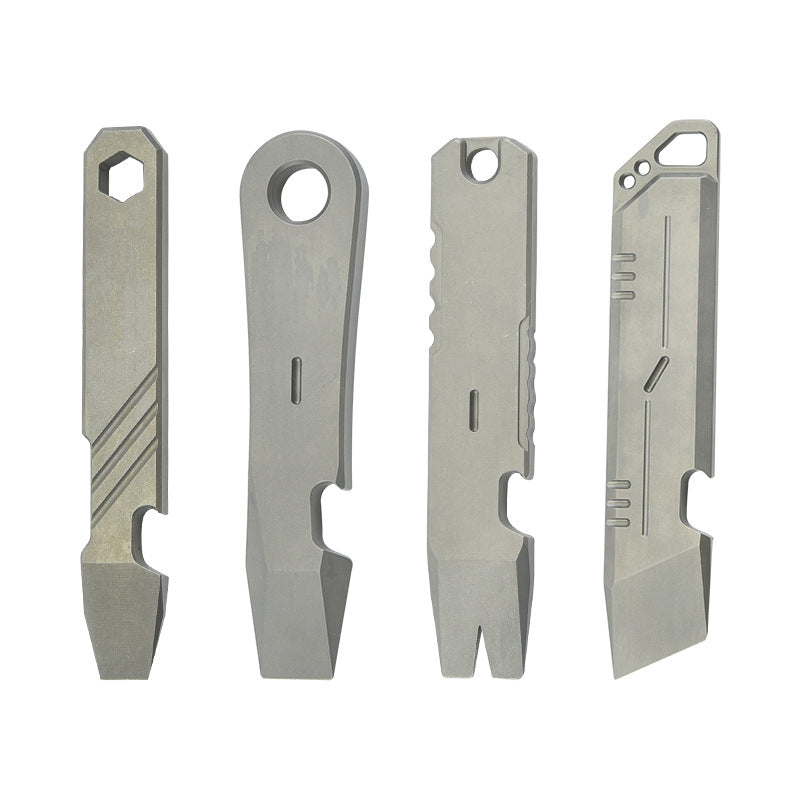 Compact Titanium Pry Bar Tool with Bottle Opener Hex Wrench and EDC Utility