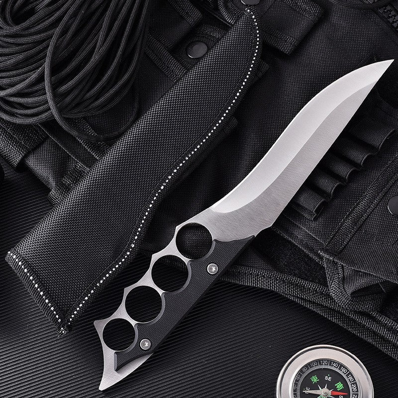 Outdoor Survival Fixed Blade Knife with Knuckle Duster Protection