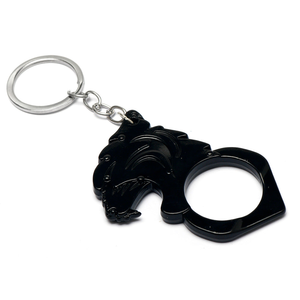 Knuckle Duster Self-defense Keychain Featuring Tiger Head