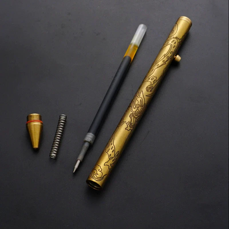 Brass Ballpoint Pen with DragonScript Engraving