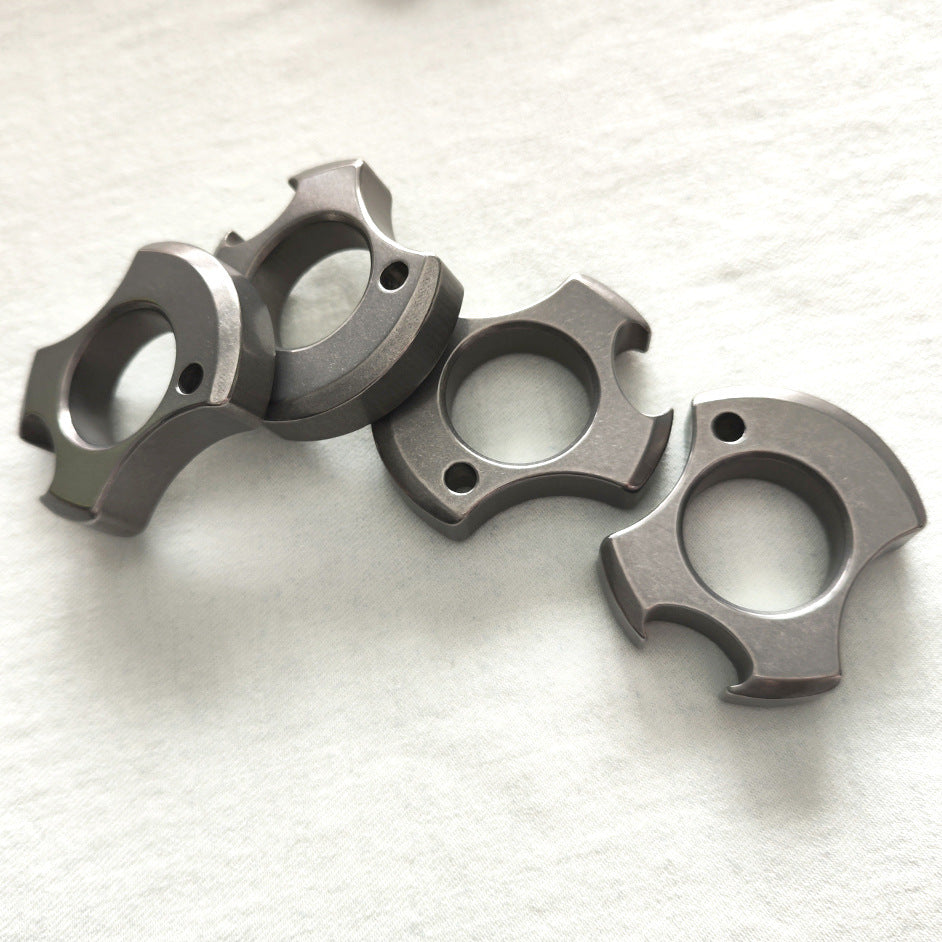 Titanium TC21 Single Finger Knuckle Duster Keychain for EDC Bike Self Defense and Opener
