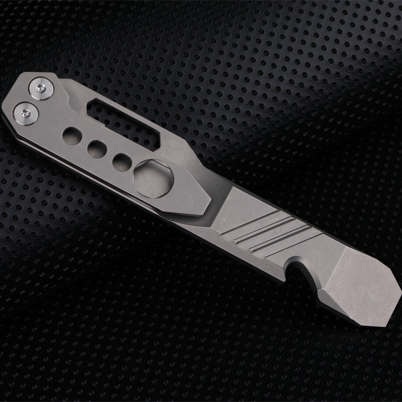 Titanium Tool with Pry Bar, Screwdriver, Bottle Opener, and Survival Wrench