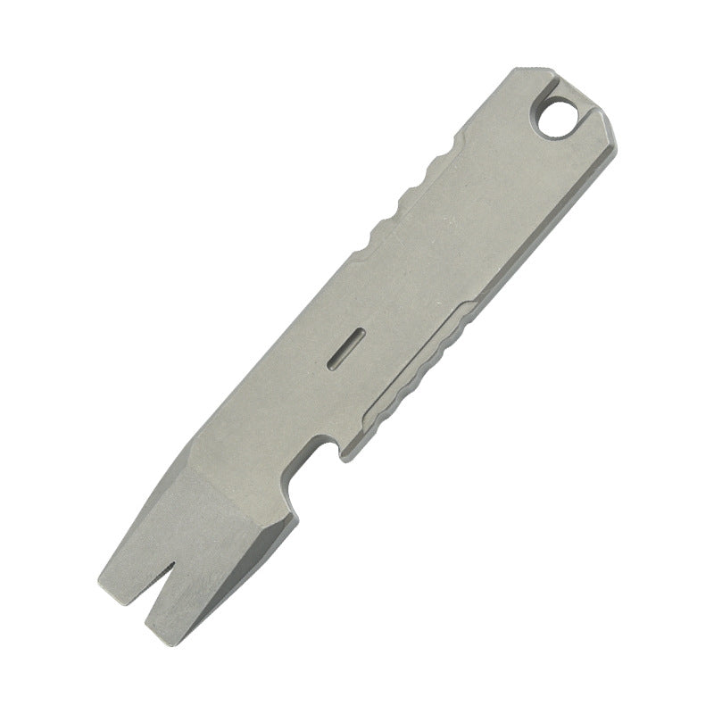 Compact Titanium Pry Bar Tool with Bottle Opener Hex Wrench and EDC Utility