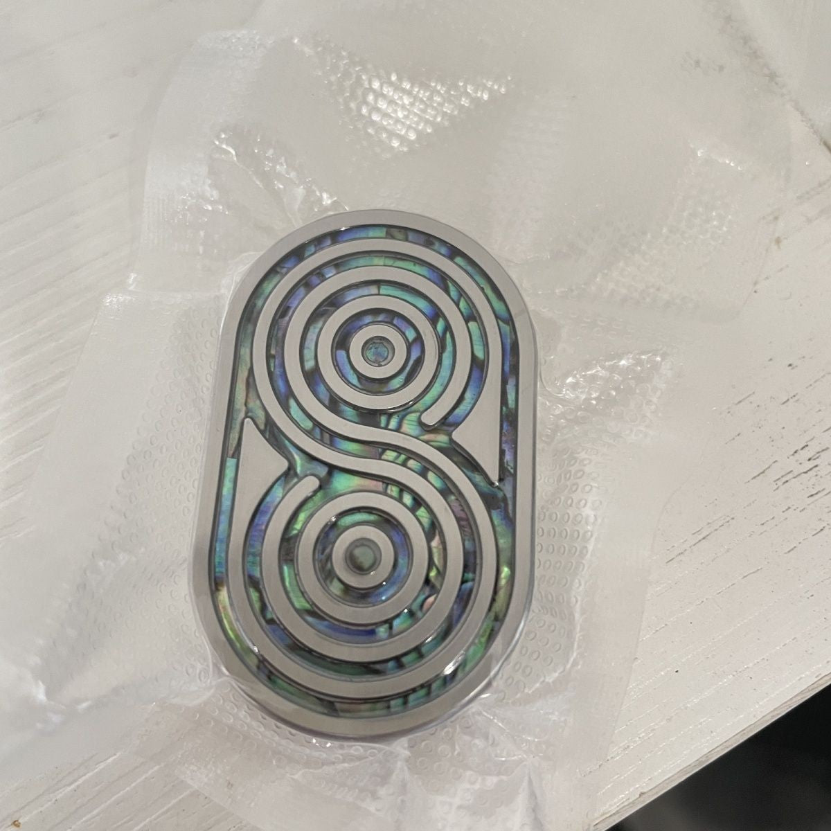 EDC Fidget Spinner with White Moonlight Shell Design