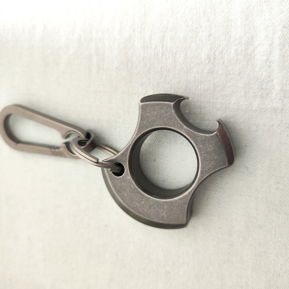 Titanium TC21 Single Finger Knuckle Duster Keychain for EDC Bike Self Defense and Opener