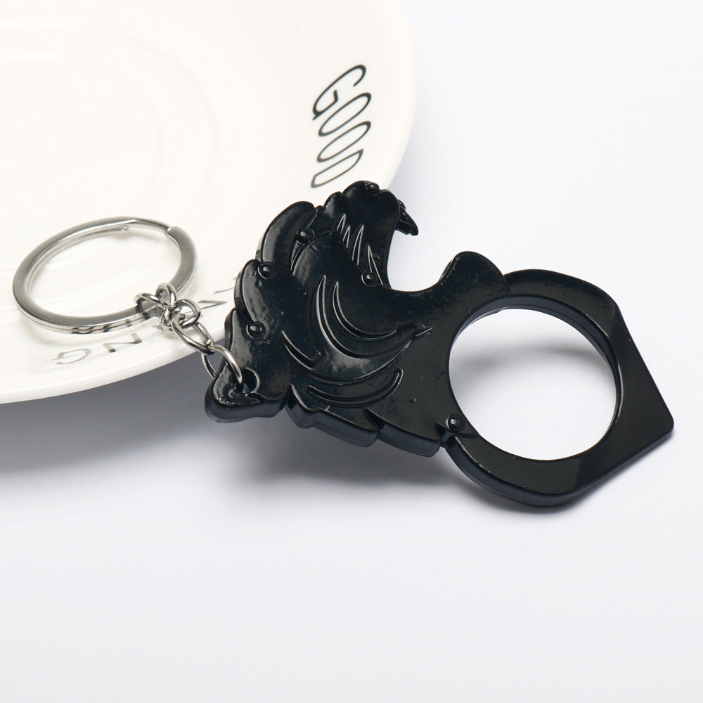 Knuckle Duster Self-defense Keychain Featuring Tiger Head