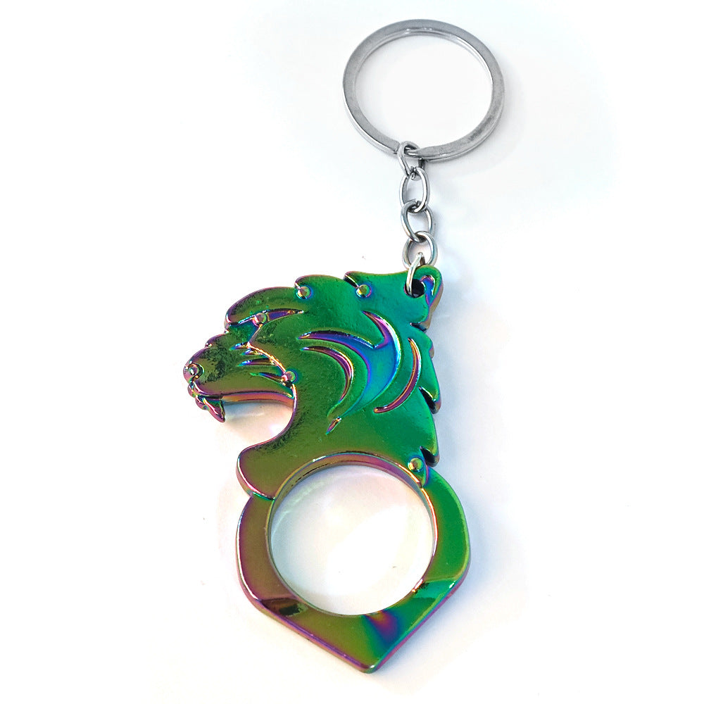 Knuckle Duster Self-defense Keychain Featuring Tiger Head