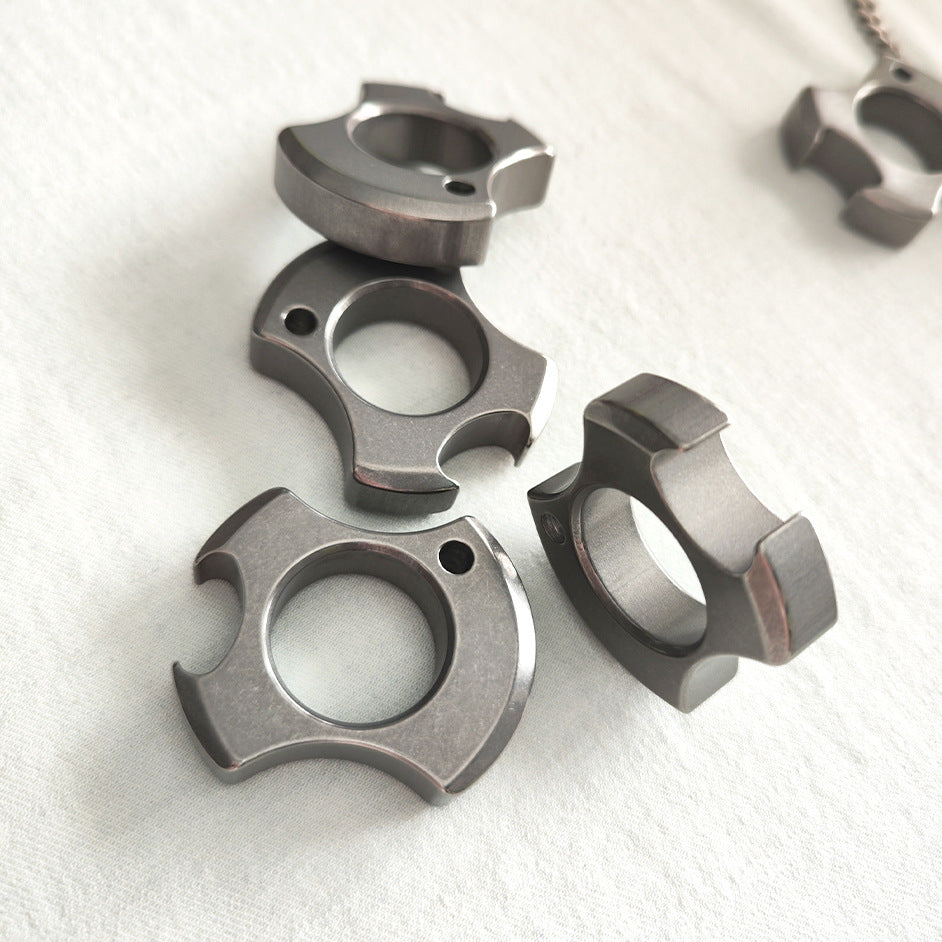 Titanium TC21 Single Finger Knuckle Duster Keychain for EDC Bike Self Defense and Opener