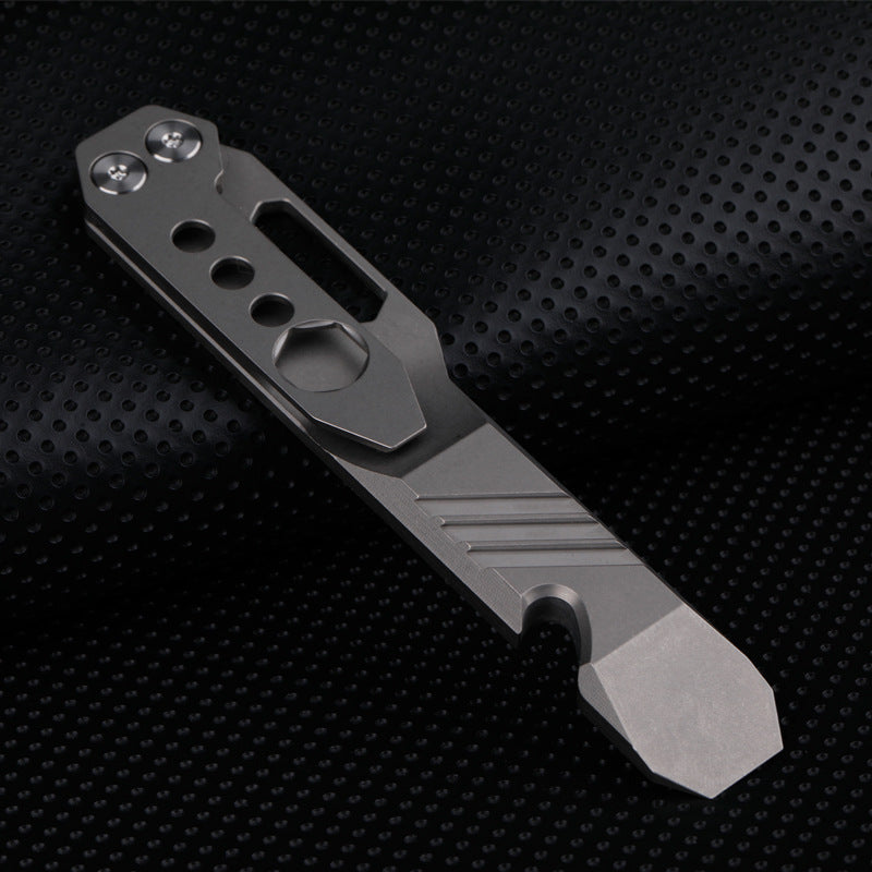 Titanium Tool with Pry Bar, Screwdriver, Bottle Opener, and Survival Wrench