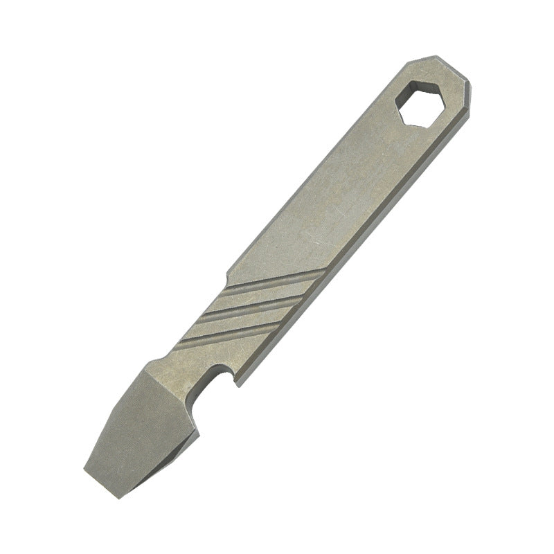 Compact Titanium Pry Bar Tool with Bottle Opener Hex Wrench and EDC Utility