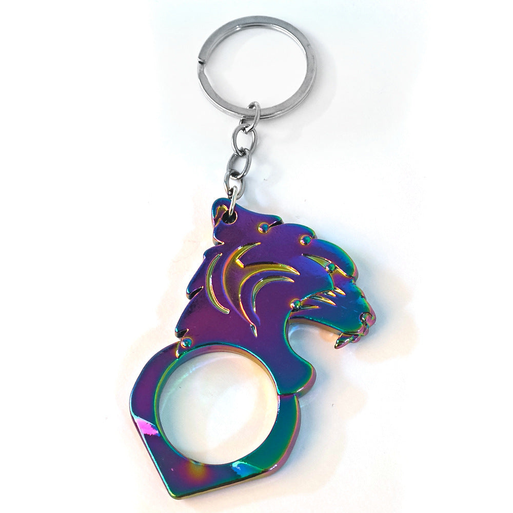 Knuckle Duster Self-defense Keychain Featuring Tiger Head