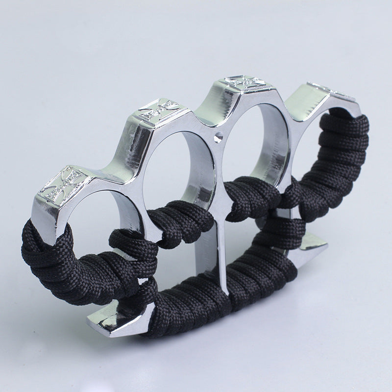 Reinforced Rope Brass Knuckle Duster Four Finger Defense Buckle Tool
