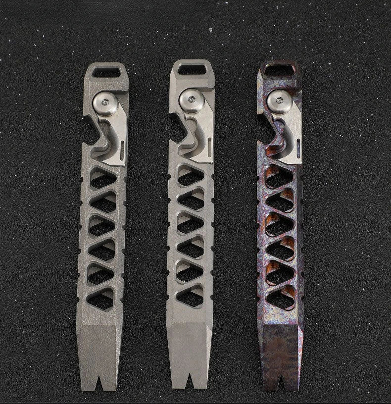 Multi-Functional Pry Bar for Outdoor Survival and Self-Defense Made of TC4 Titanium