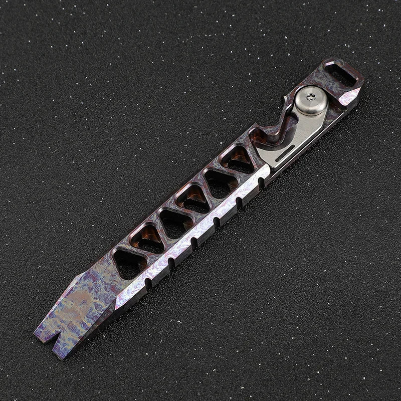 Multi-Functional Pry Bar for Outdoor Survival and Self-Defense Made of TC4 Titanium