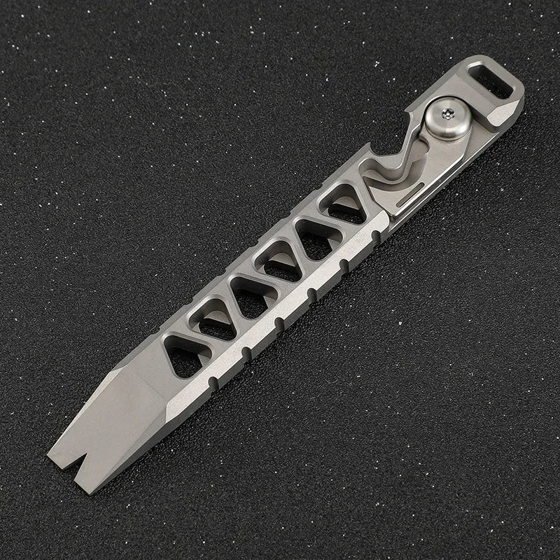 Multi-Functional Pry Bar for Outdoor Survival and Self-Defense Made of TC4 Titanium
