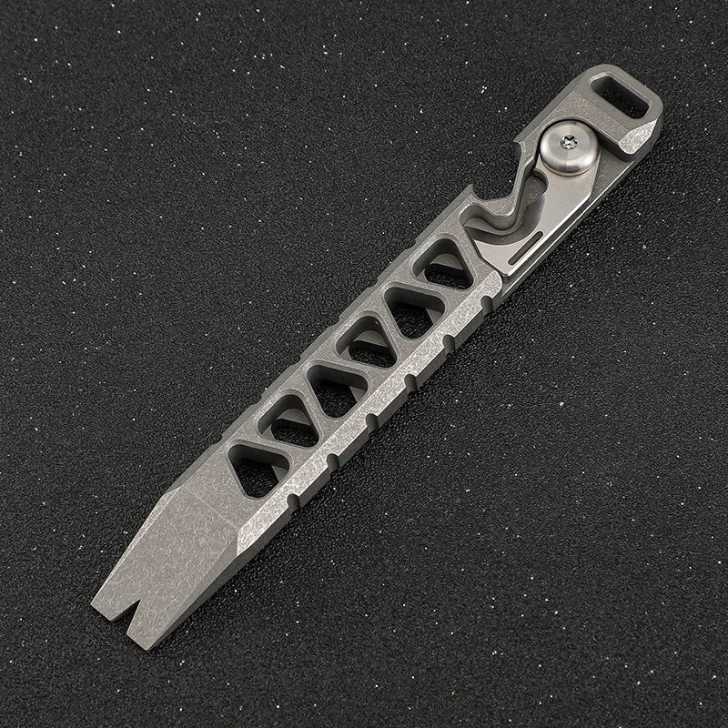 Multi-Functional Pry Bar for Outdoor Survival and Self-Defense Made of TC4 Titanium