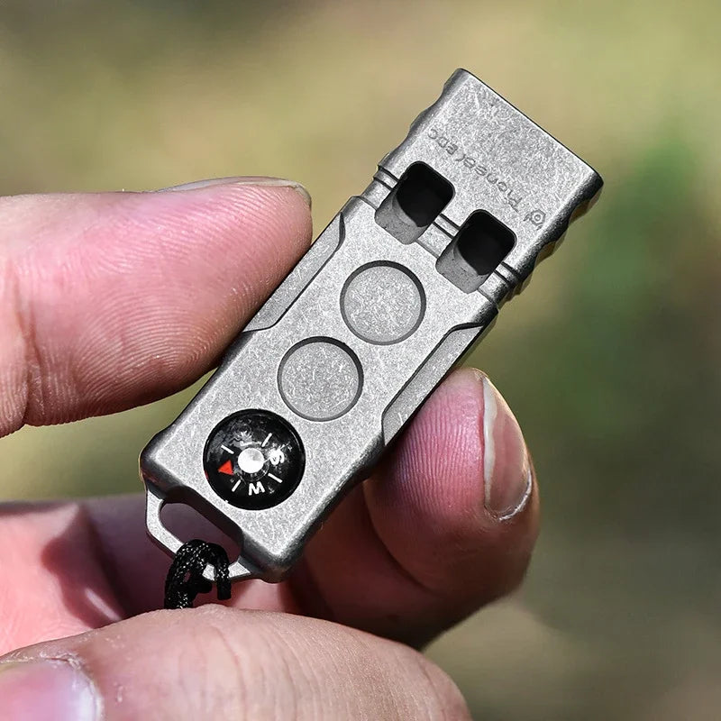 High-decibel Outdoor Adventure Whistle with Titanium Compass for Survival