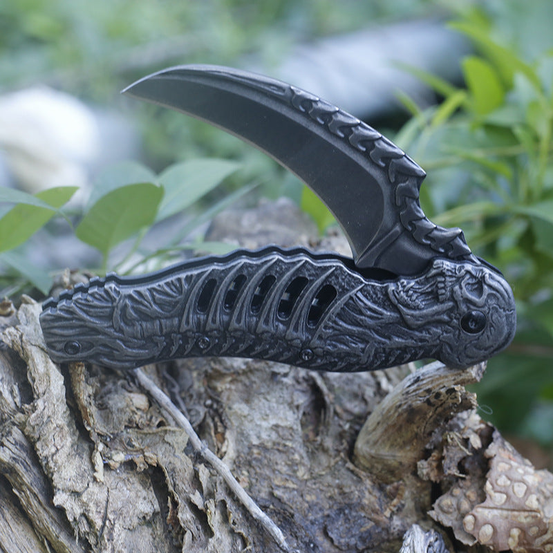 Foldable Blade Knife with Carved Design for Outdoor Tactical and Pocket Use