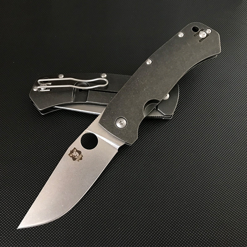 D2 Steel Blade Outdoor Knife with Titanium Alloy Grip for Camping Adventures