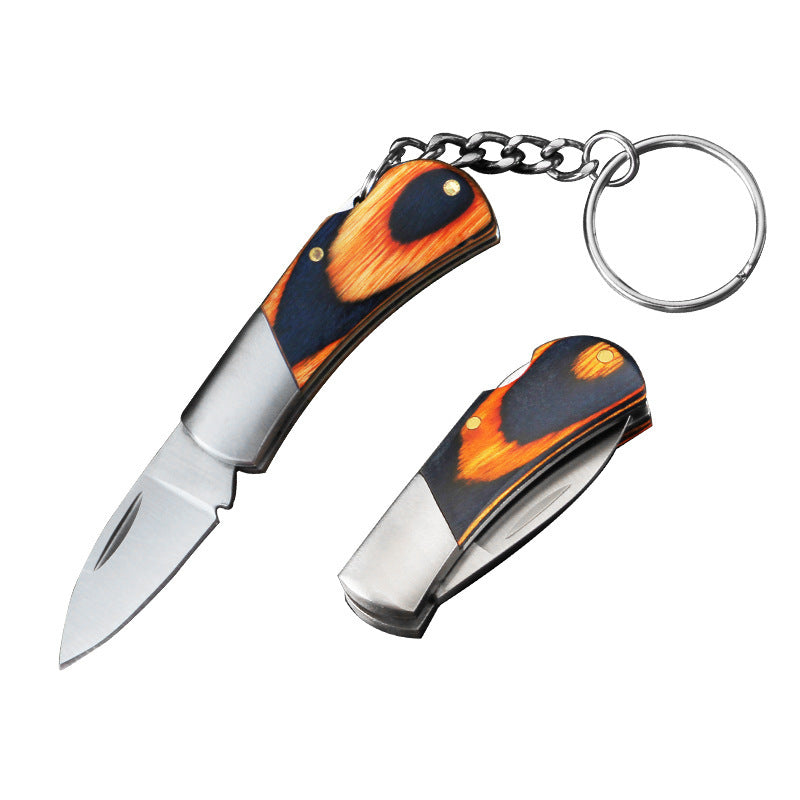 Small Wooden Handle Folding Knife for Keychain Carry
