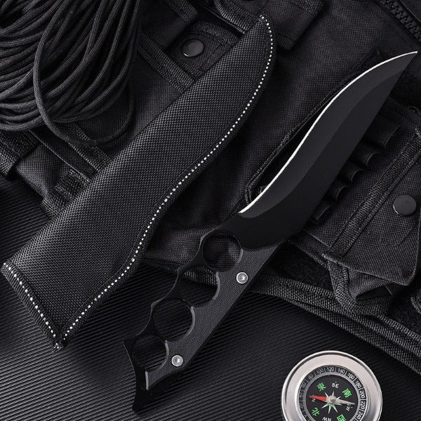 Outdoor Survival Fixed Blade Knife with Knuckle Duster Protection