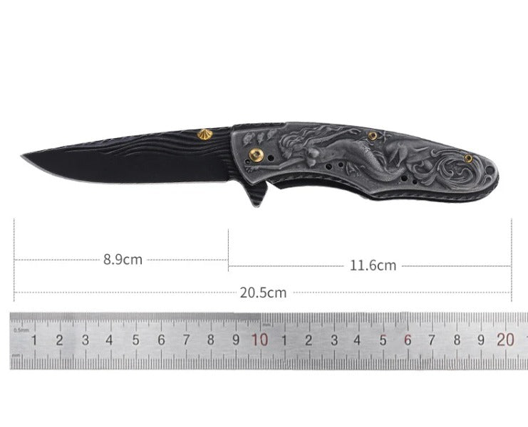 Pocket EDC Knife with Mermaid Handle for Camping and Outdoor Hunting Use