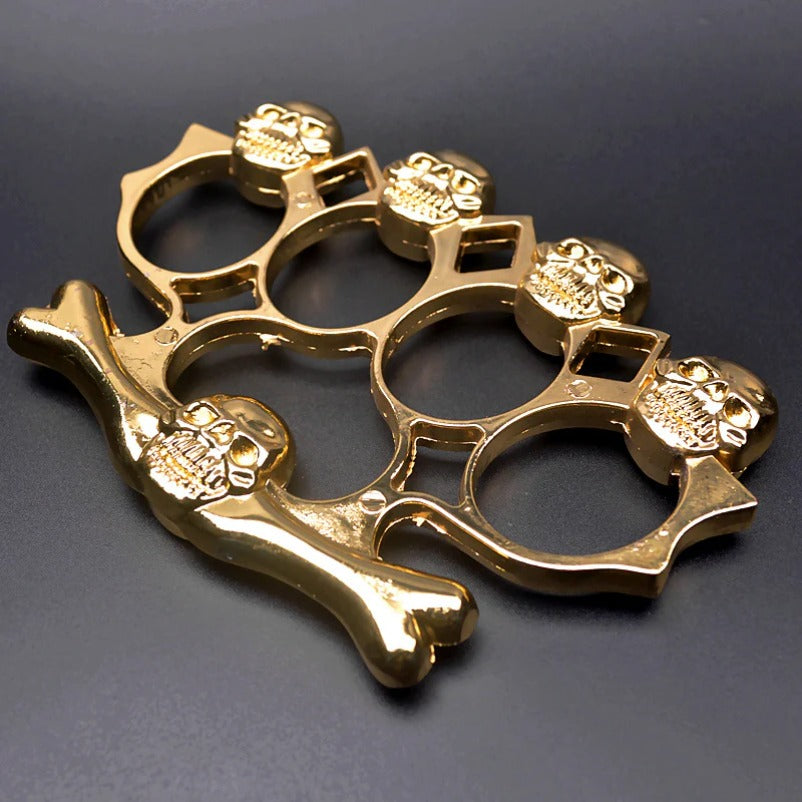 Skull Style Brass Knuckle Duster Heavy Duty Metal Defender Tool
