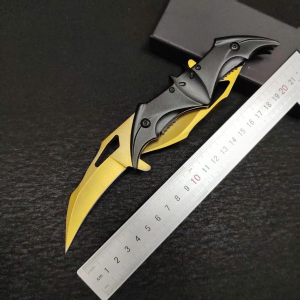 Double Blade Steel Knife with Bat Inspired Design