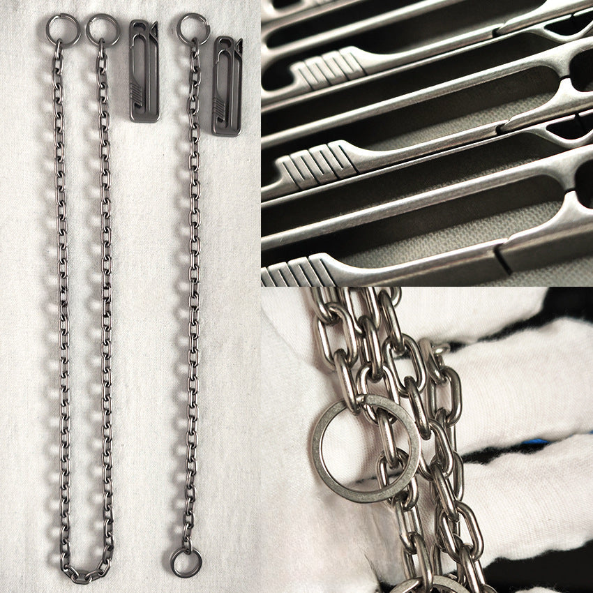 Welded Titanium Wallet Chain Quick Clip Motorcycle Keychain Belt Loop EDC