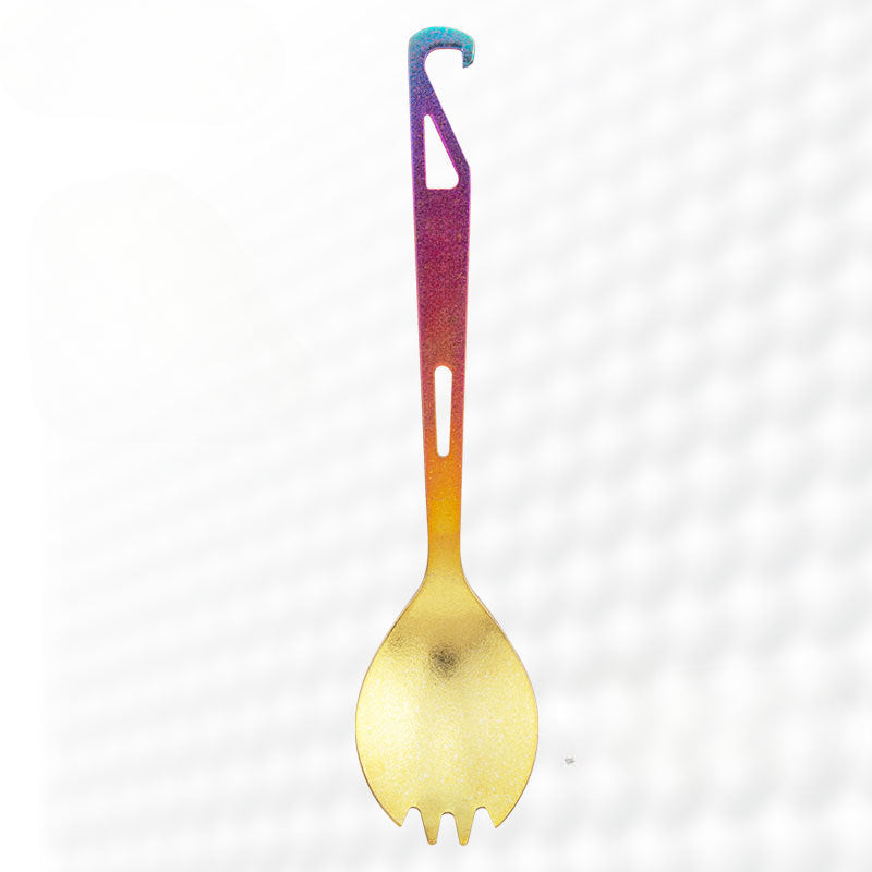 Multi-Functional Titanium Spork with Built-in Bottle Opener for Outdoor Use