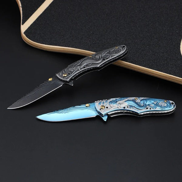 Pocket EDC Knife with Mermaid Handle for Camping and Outdoor Hunting Use