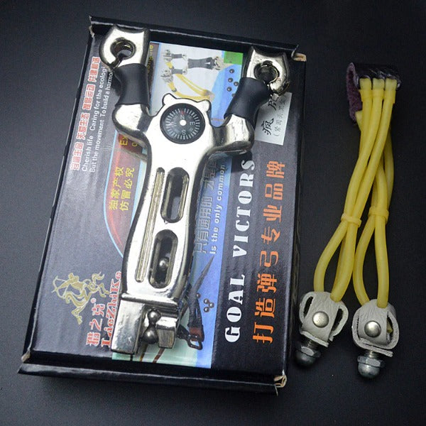 Heavy Duty Aluminum Alloy Slingshot with Resilient Band Set