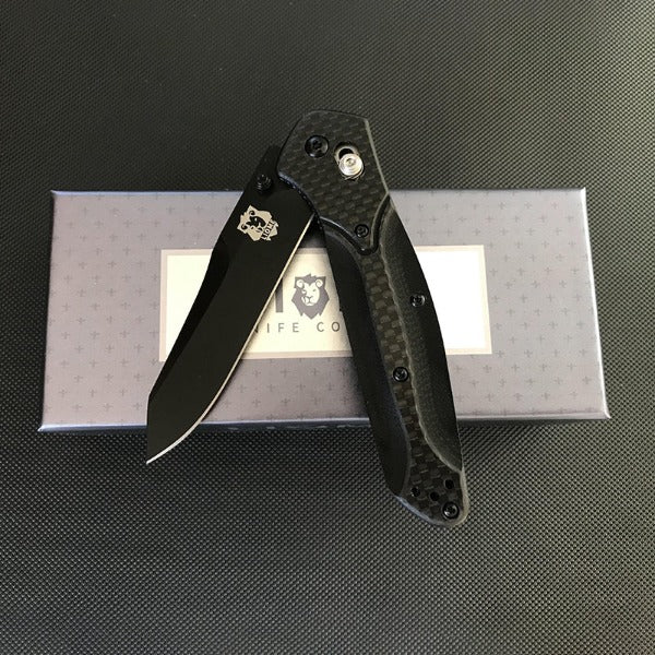 Liome Outdoor EDC Knife with Carbon Fiber Handle and Tactical Folding Blade