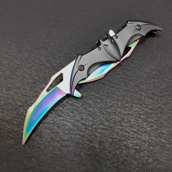 Double Blade Steel Knife with Bat Inspired Design