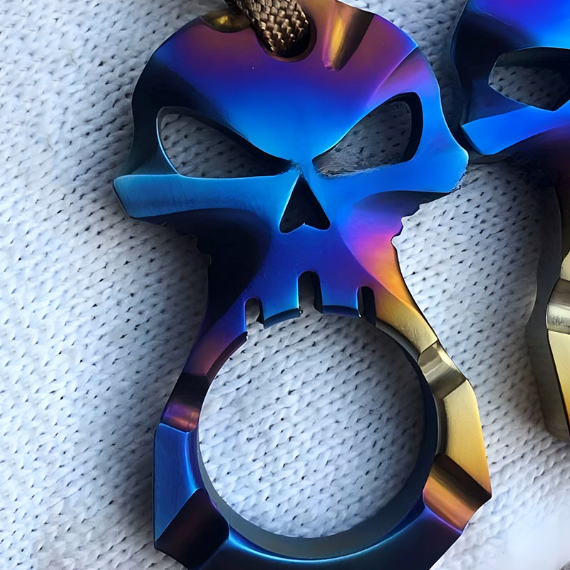Outdoor Titanium Skull EDC Knuckle Duster Keychain