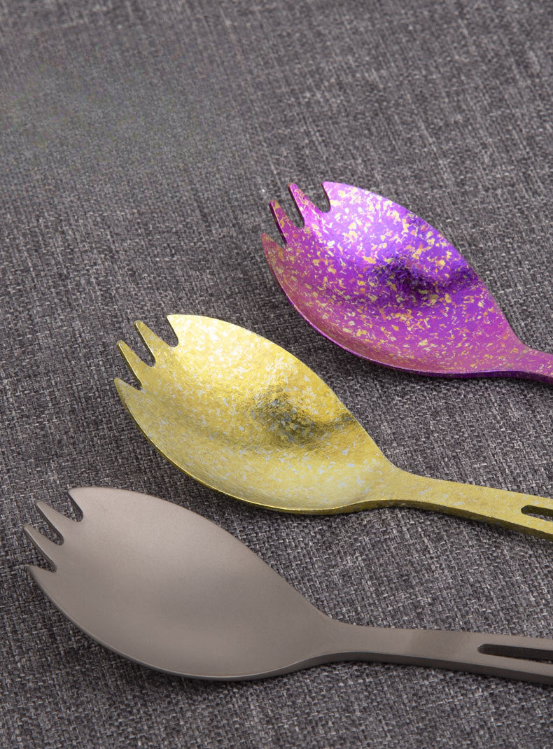 Multi-Functional Titanium Spork with Built-in Bottle Opener for Outdoor Use