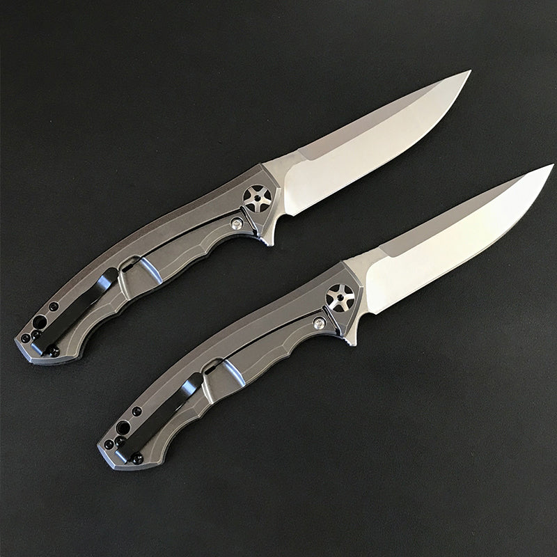 High-Performance Folding Knife with Carbon Fiber and Titanium Blade