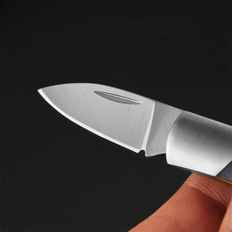 Small Wooden Handle Folding Knife for Keychain Carry